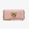 Sacs Portés Épaule|PINKO Mini Love Bag Click Baguette Chevron Rose/Rose Poudre-Or Antique