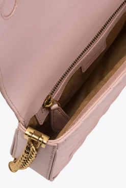 Sacs Portés Épaule|PINKO Mini Love Bag Click Baguette Chevron Rose/Rose Poudre-Or Antique