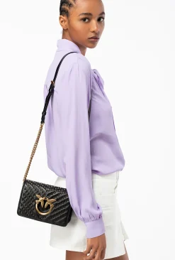 Sacs De Soirée|PINKO Mini Love Bag Click Chevron Studs Noir-Vieil Or