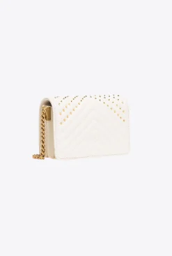 Sacs De Soirée|PINKO Mini Love Bag Click Chevron Studs Blanc+Blanc-Or Antique