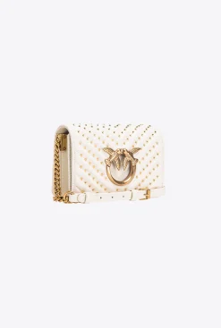 Sacs De Soirée|PINKO Mini Love Bag Click Chevron Studs Blanc+Blanc-Or Antique