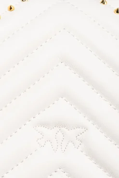 Sacs De Soirée|PINKO Mini Love Bag Click Chevron Studs Blanc+Blanc-Or Antique
