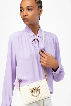 Sacs De Soirée|PINKO Mini Love Bag Click Chevron Studs Blanc+Blanc-Or Antique