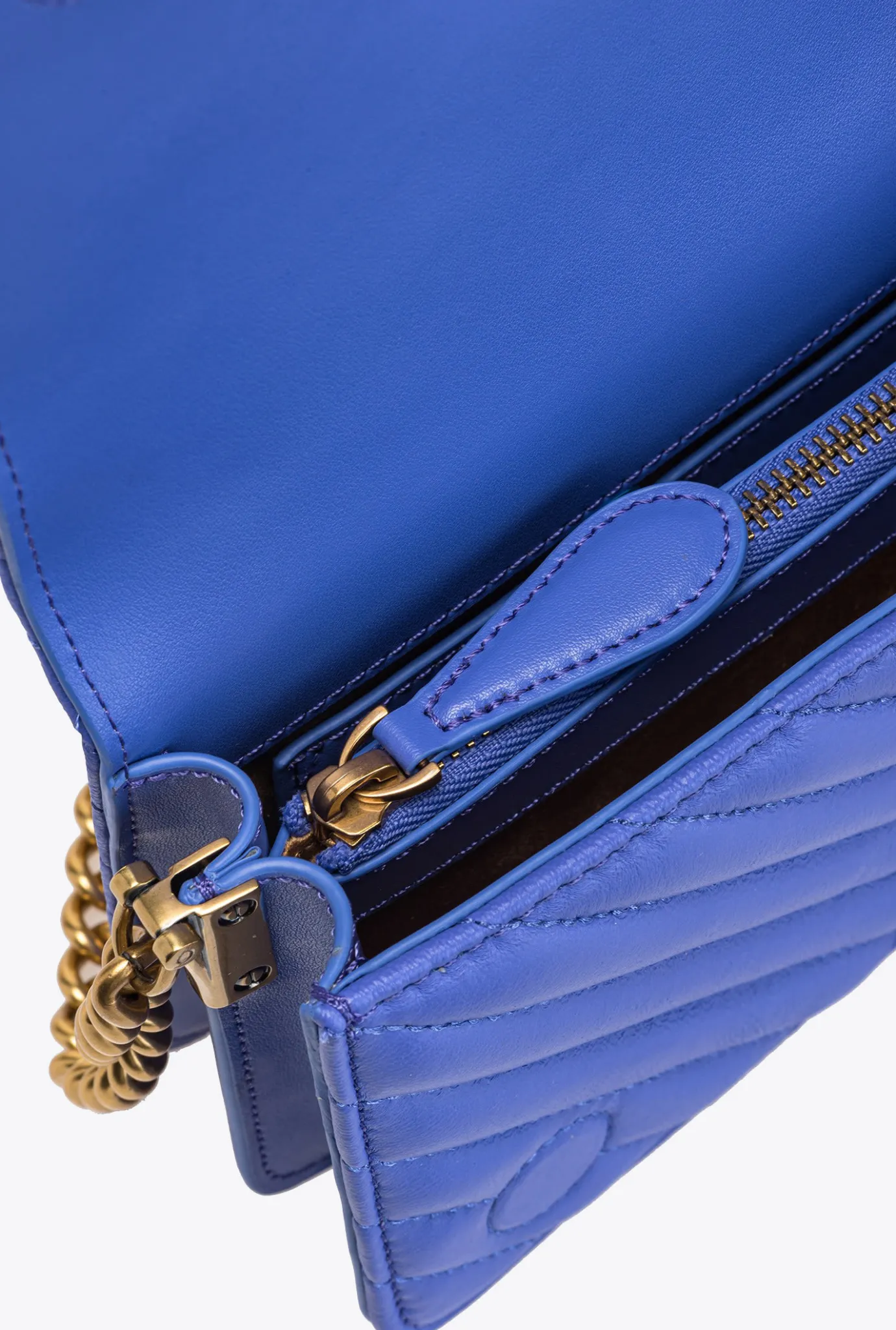 Sacs À Bandoulière|PINKO Mini Love Bag Click Chevron Bleu Corse-Or Antique