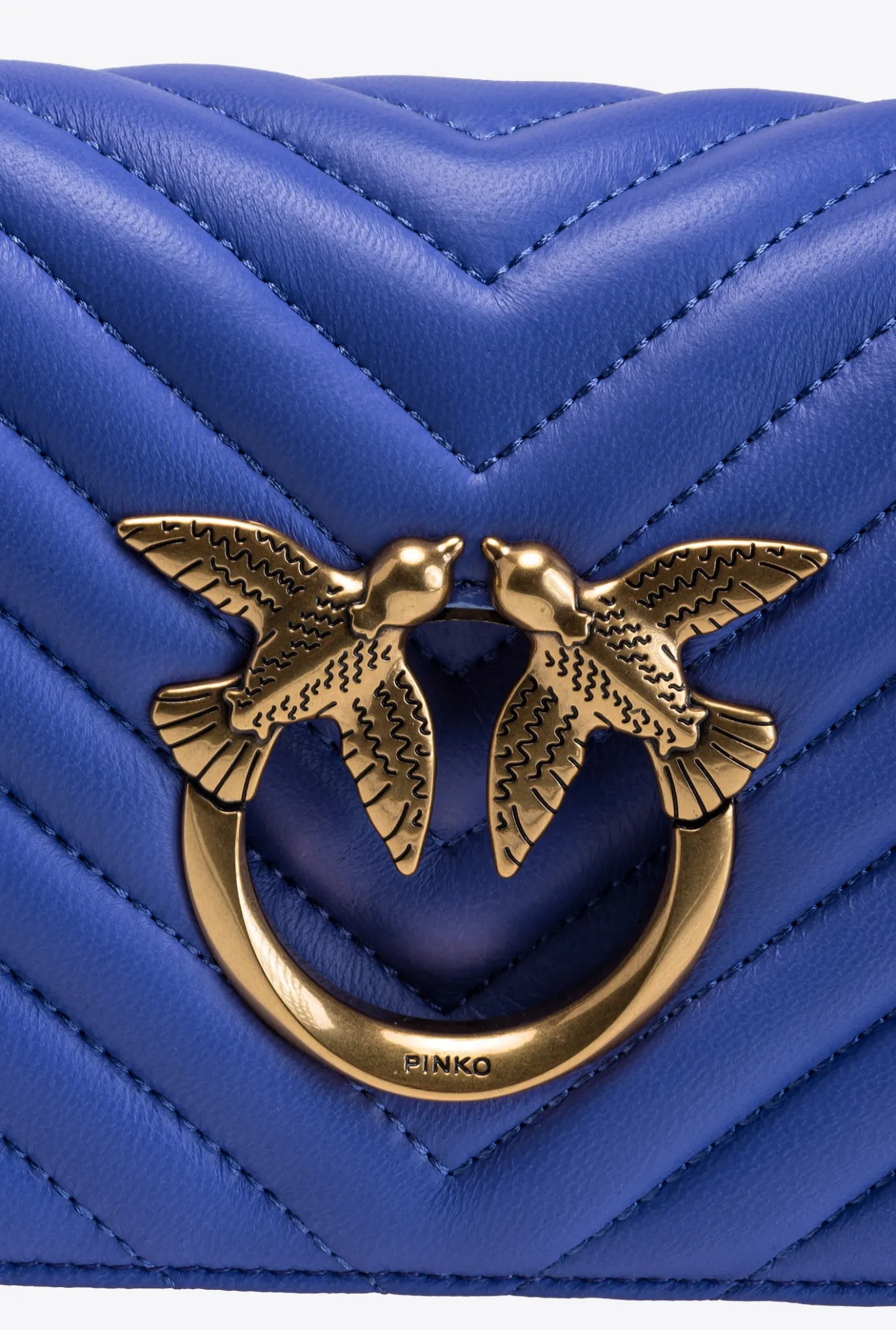 Sacs À Bandoulière|PINKO Mini Love Bag Click Chevron Bleu Corse-Or Antique