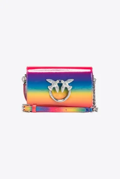 Sacs De Soirée|PINKO Mini Love Bag Click En Cuir Verni Arc-En-Ciel Galleria Multicolore-Nickel Brillant
