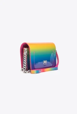 Sacs De Soirée|PINKO Mini Love Bag Click En Cuir Verni Arc-En-Ciel Galleria Multicolore-Nickel Brillant