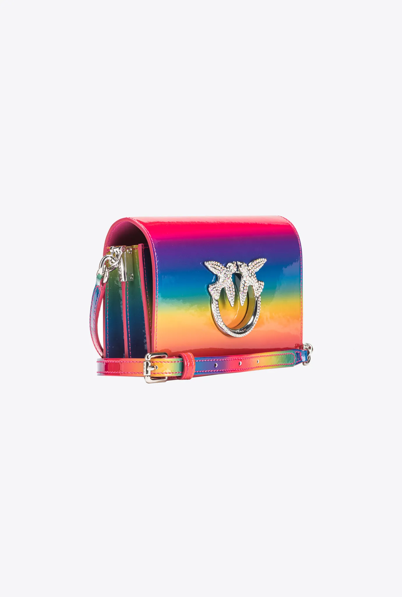 Sacs De Soirée|PINKO Mini Love Bag Click En Cuir Verni Arc-En-Ciel Galleria Multicolore-Nickel Brillant