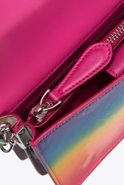 Sacs De Soirée|PINKO Mini Love Bag Click En Cuir Verni Arc-En-Ciel Galleria Multicolore-Nickel Brillant