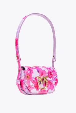Sacs À Main|PINKO Mini Love Bag Click Exagon Fleurs Tropicales Lilas/Rose Clair/Fuchsia-Or Antique