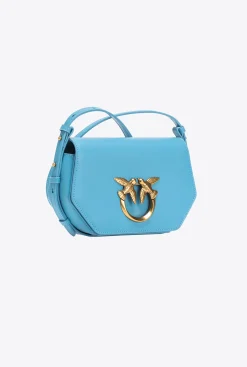 Sacs À Main|PINKO Mini Love Bag Click Exagon Simply Bleu Ciel-Or Antique