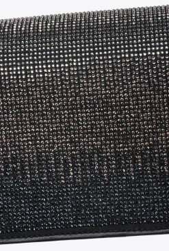 Sacs De Soirée|PINKO Mini Love Bag Click Full Strass Noir-Vieil Argent