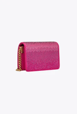 Sacs De Soirée|PINKO Mini Love Bag Click Full Strass Rose Pinko-Or Antique