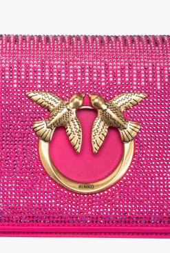 Sacs De Soirée|PINKO Mini Love Bag Click Full Strass Rose Pinko-Or Antique