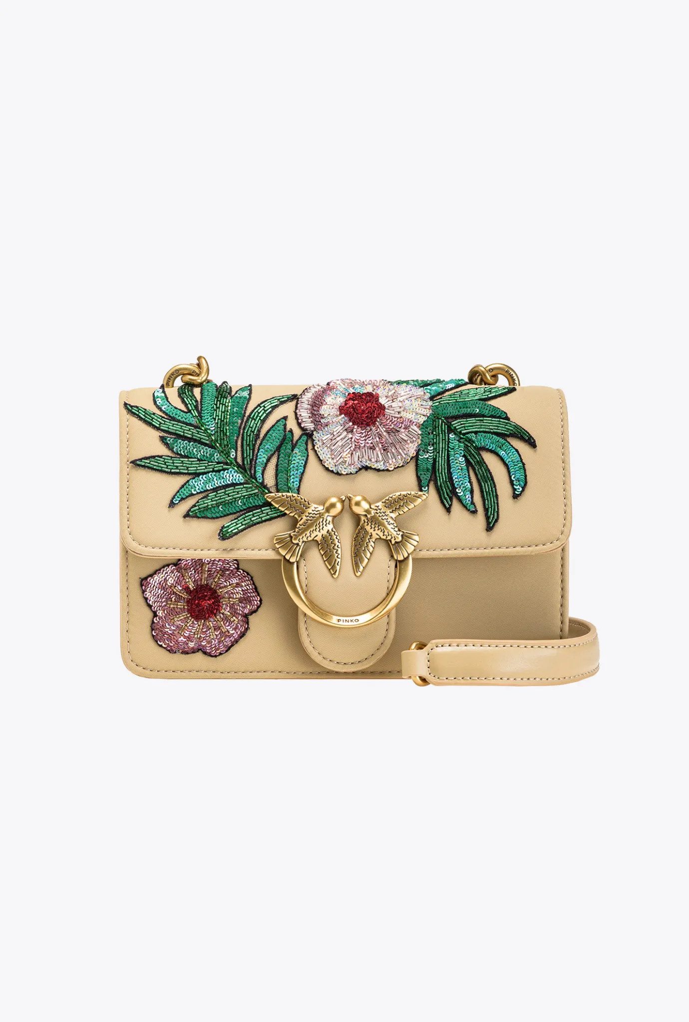 Sacs À Bandoulière|PINKO Mini Love Bag One A Broderie Brillante Rose/Rose Poudre-Or Antique