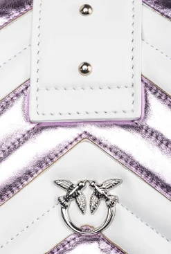 Sacs De Soirée|PINKO Mini Love Bag One A Chevrons Bicolores Galleria Rose/Blanc-Nickel Brillant