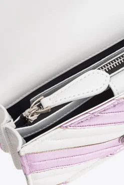 Sacs De Soirée|PINKO Mini Love Bag One A Chevrons Bicolores Galleria Rose/Blanc-Nickel Brillant
