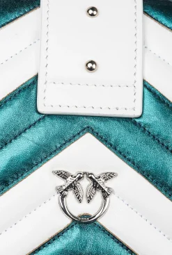 Sacs De Soirée|PINKO Mini Love Bag One A Chevrons Bicolores Galleria Vert Aigue-Marine/Blanc-Nickel Brillant