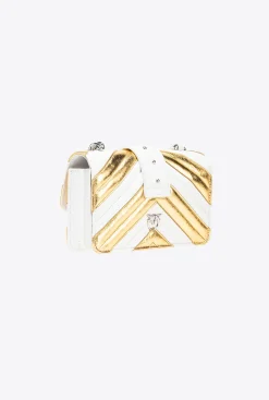 Sacs De Soirée|PINKO Mini Love Bag One A Chevrons Bicolores Galleria Or/Blanc-Nickel Brillant