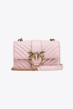 Sacs À Bandoulière|PINKO Mini Love Bag One Chevron Rose/Rose Poudre-Or Antique