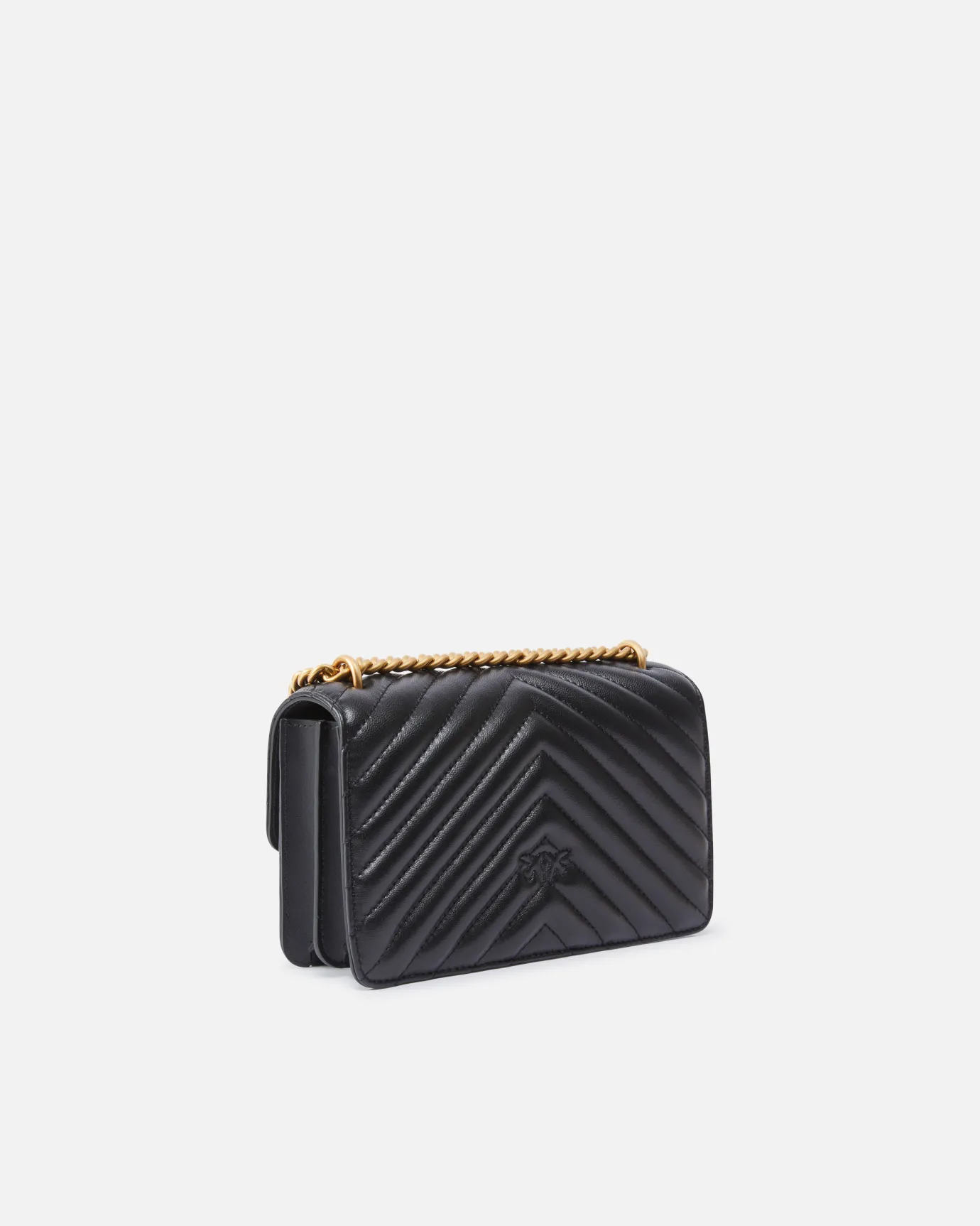 Sacs Portés Épaule|PINKO Mini Love Bag One Chevron Noir-Vieil Or