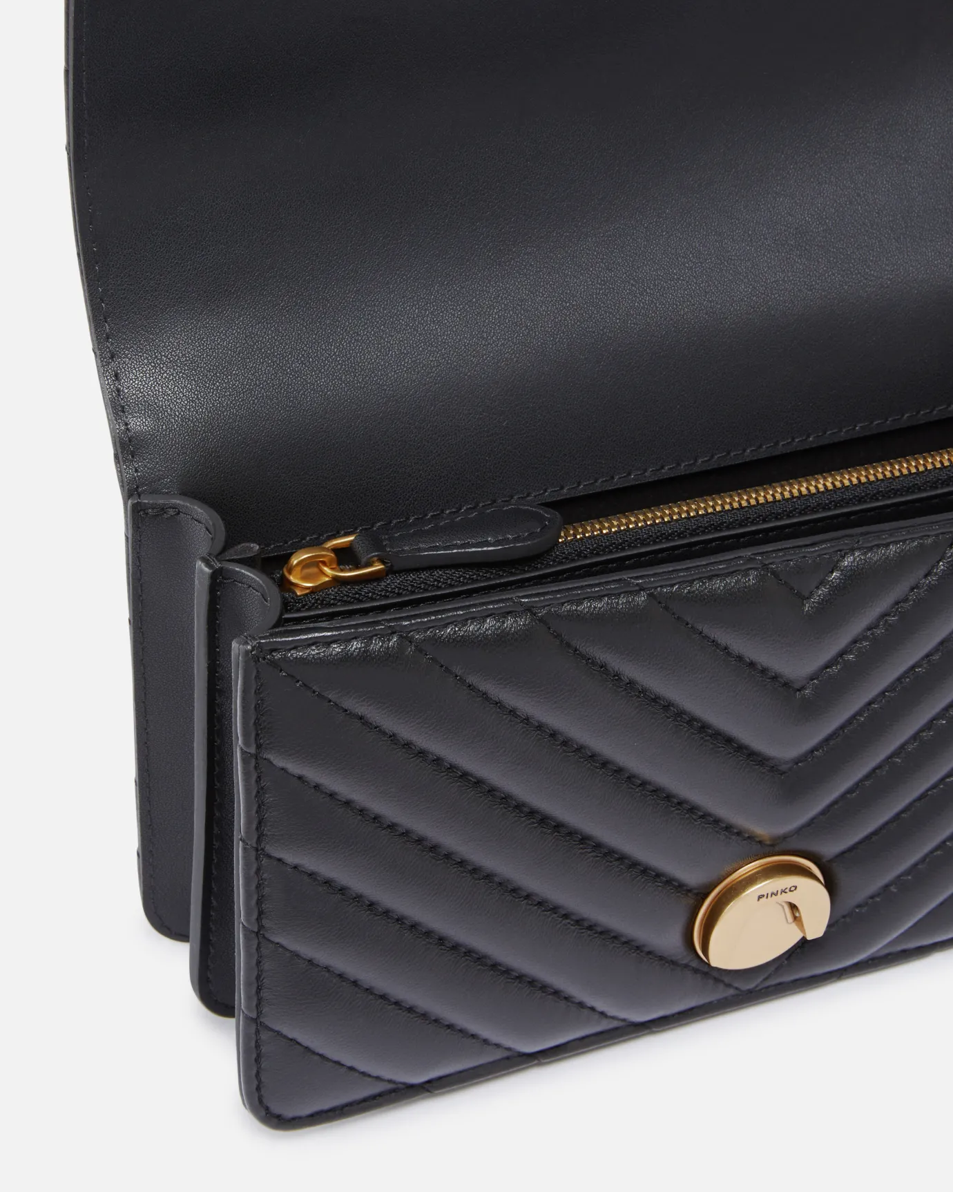 Sacs Portés Épaule|PINKO Mini Love Bag One Chevron Noir-Vieil Or