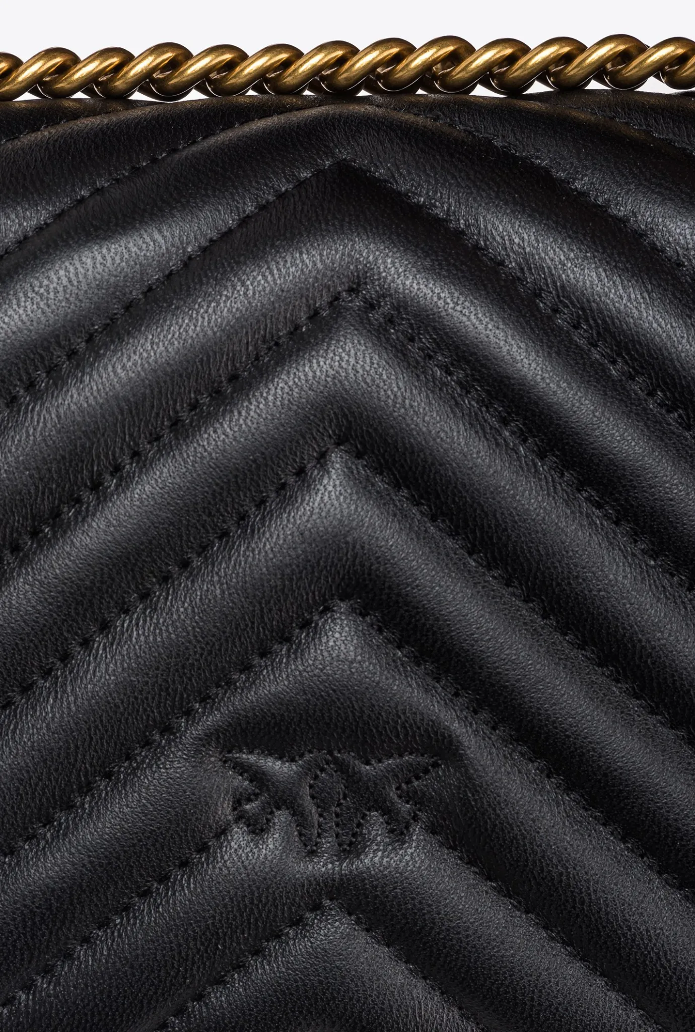 Sacs Portés Épaule|PINKO Mini Love Bag One Chevron Noir-Vieil Or
