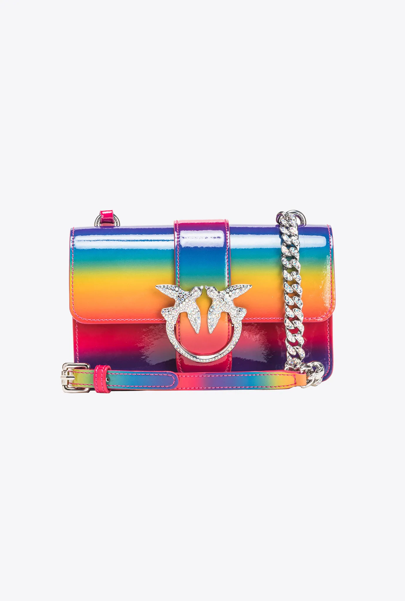 Sacs De Soirée|PINKO Mini Love Bag One En Cuir Verni Arc-En-Ciel Galleria Multicolore-Nickel Brillant