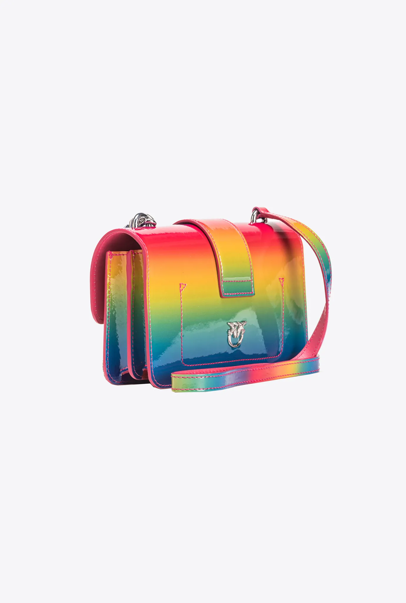 Sacs De Soirée|PINKO Mini Love Bag One En Cuir Verni Arc-En-Ciel Galleria Multicolore-Nickel Brillant