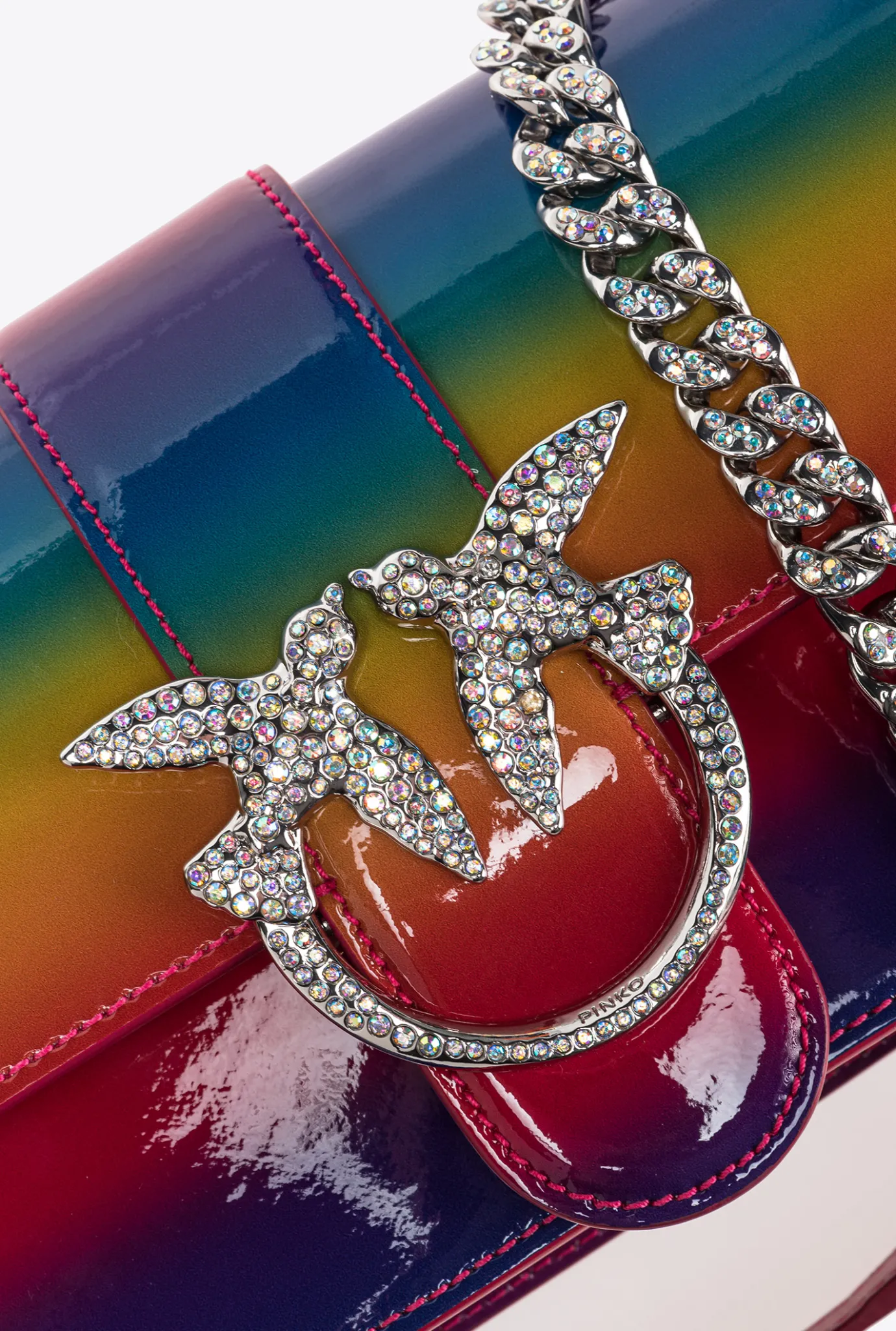 Sacs De Soirée|PINKO Mini Love Bag One En Cuir Verni Arc-En-Ciel Galleria Multicolore-Nickel Brillant