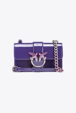 Sacs À Bandoulière|PINKO Mini Love Bag One En Cuir Degrade Brillant Galleria Pourpre Imperiale-Vieil Argent