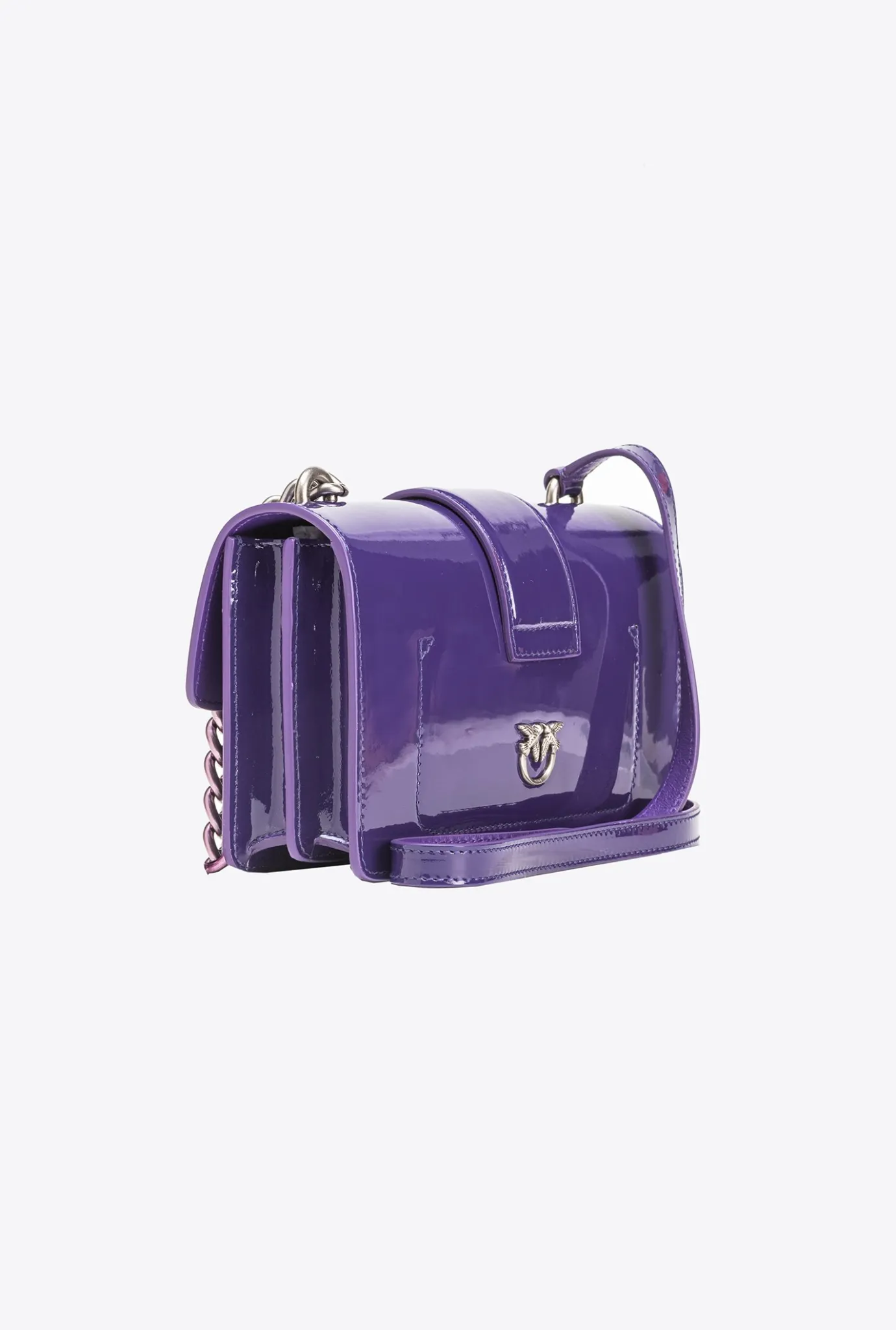 Sacs À Bandoulière|PINKO Mini Love Bag One En Cuir Degrade Brillant Galleria Pourpre Imperiale-Vieil Argent