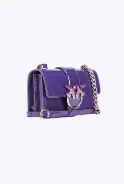 Sacs À Bandoulière|PINKO Mini Love Bag One En Cuir Degrade Brillant Galleria Pourpre Imperiale-Vieil Argent