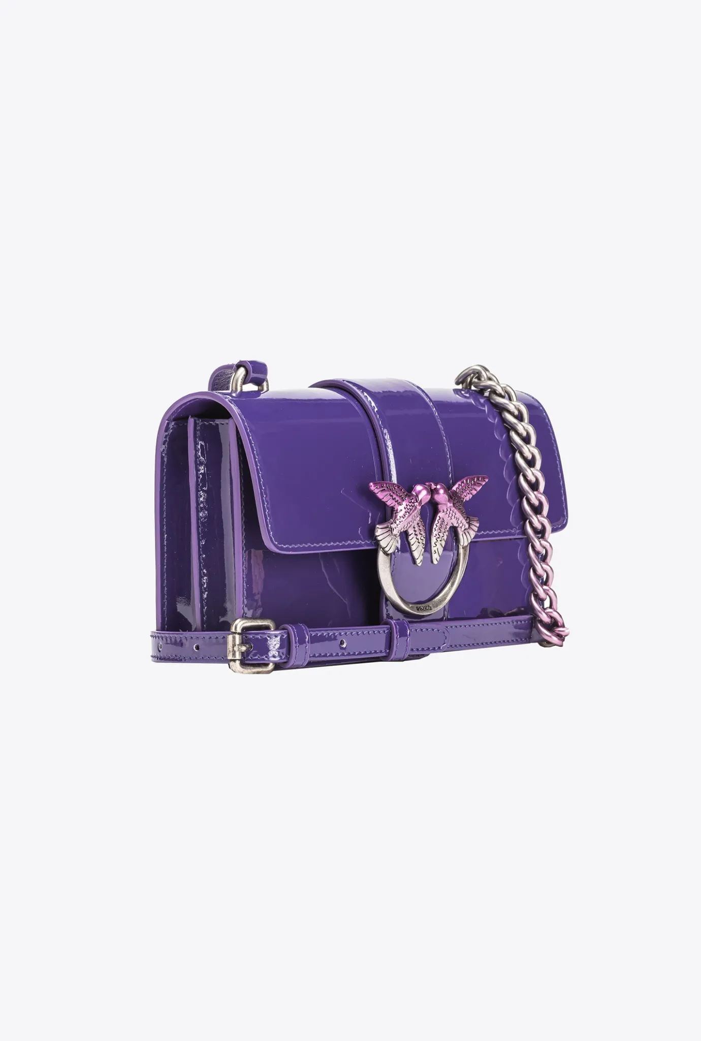 Sacs À Bandoulière|PINKO Mini Love Bag One En Cuir Degrade Brillant Galleria Pourpre Imperiale-Vieil Argent