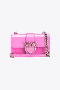 Sacs À Bandoulière|PINKO Mini Love Bag One En Cuir Degrade Brillant Galleria Petale De Rose-Vieil Argent