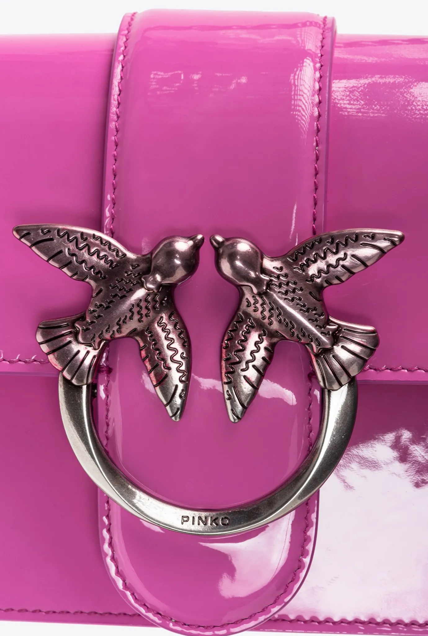 Sacs À Bandoulière|PINKO Mini Love Bag One En Cuir Degrade Brillant Galleria Petale De Rose-Vieil Argent