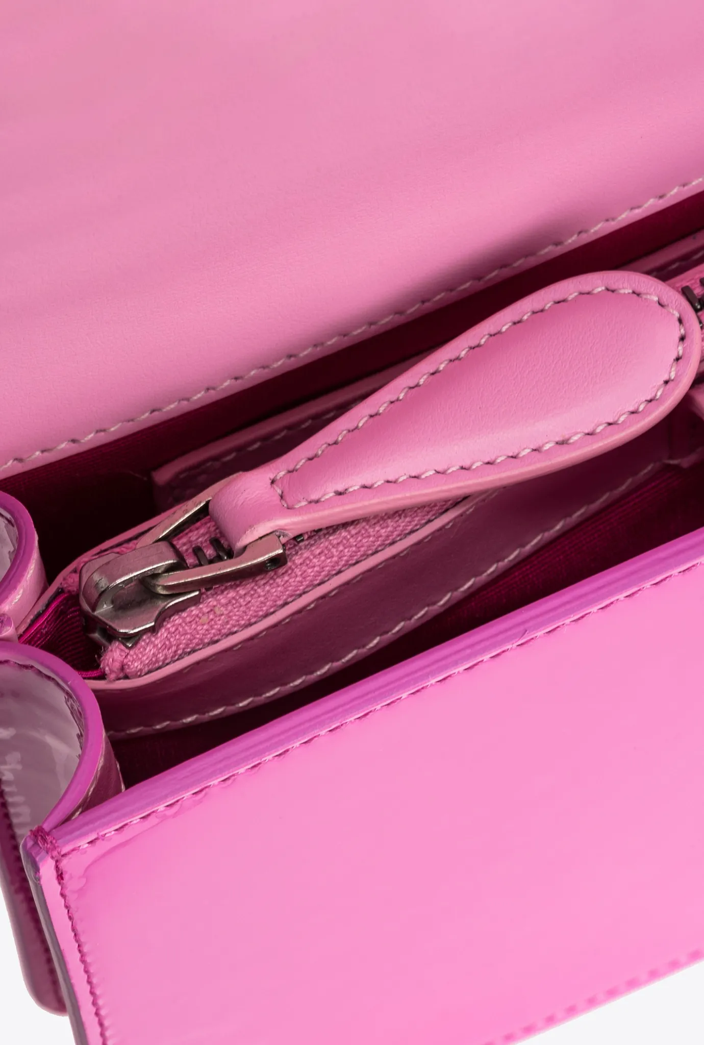 Sacs À Bandoulière|PINKO Mini Love Bag One En Cuir Degrade Brillant Galleria Petale De Rose-Vieil Argent