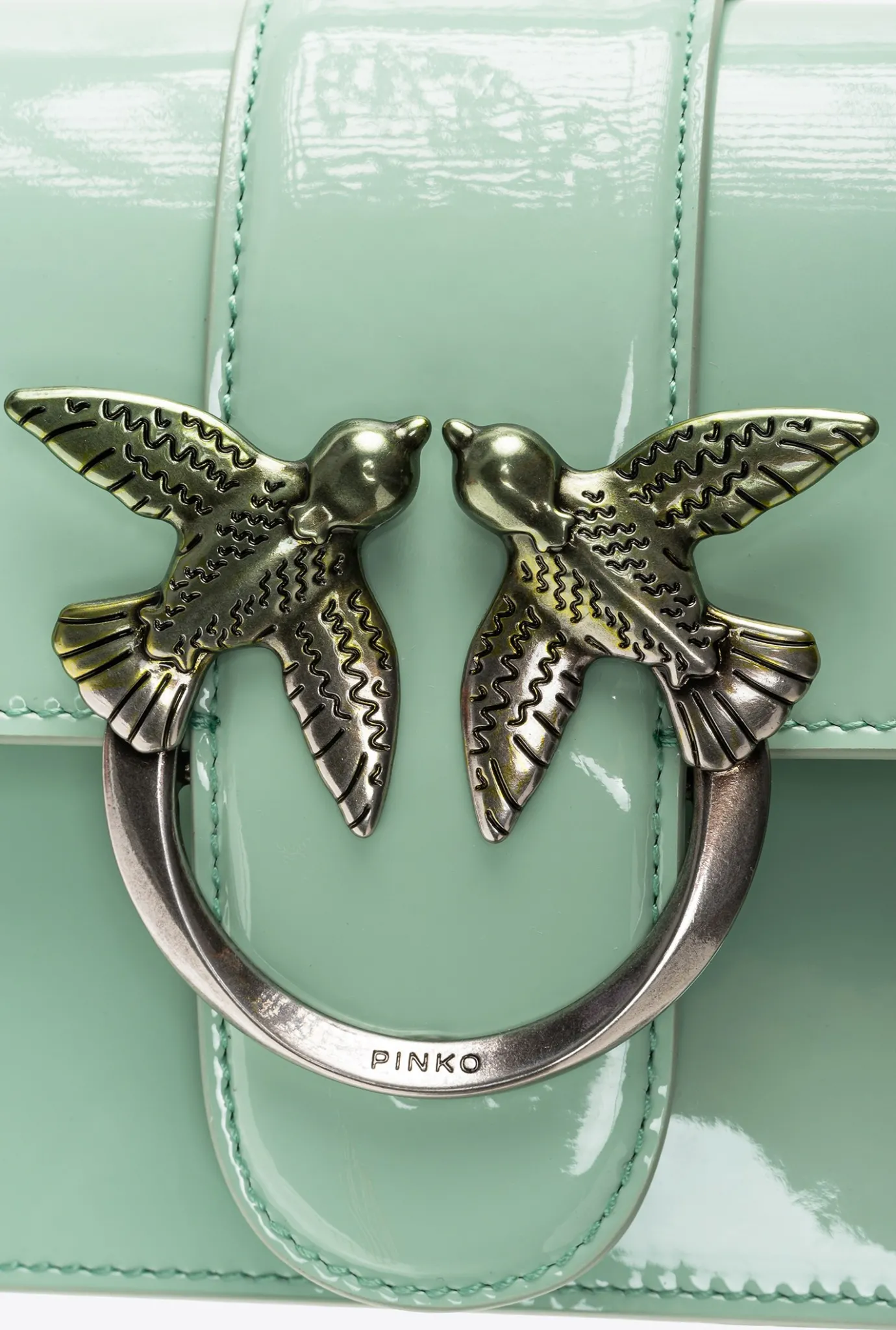Sacs À Bandoulière|PINKO Mini Love Bag One En Cuir Degrade Brillant Galleria Vert Pastel-Vieil Argent