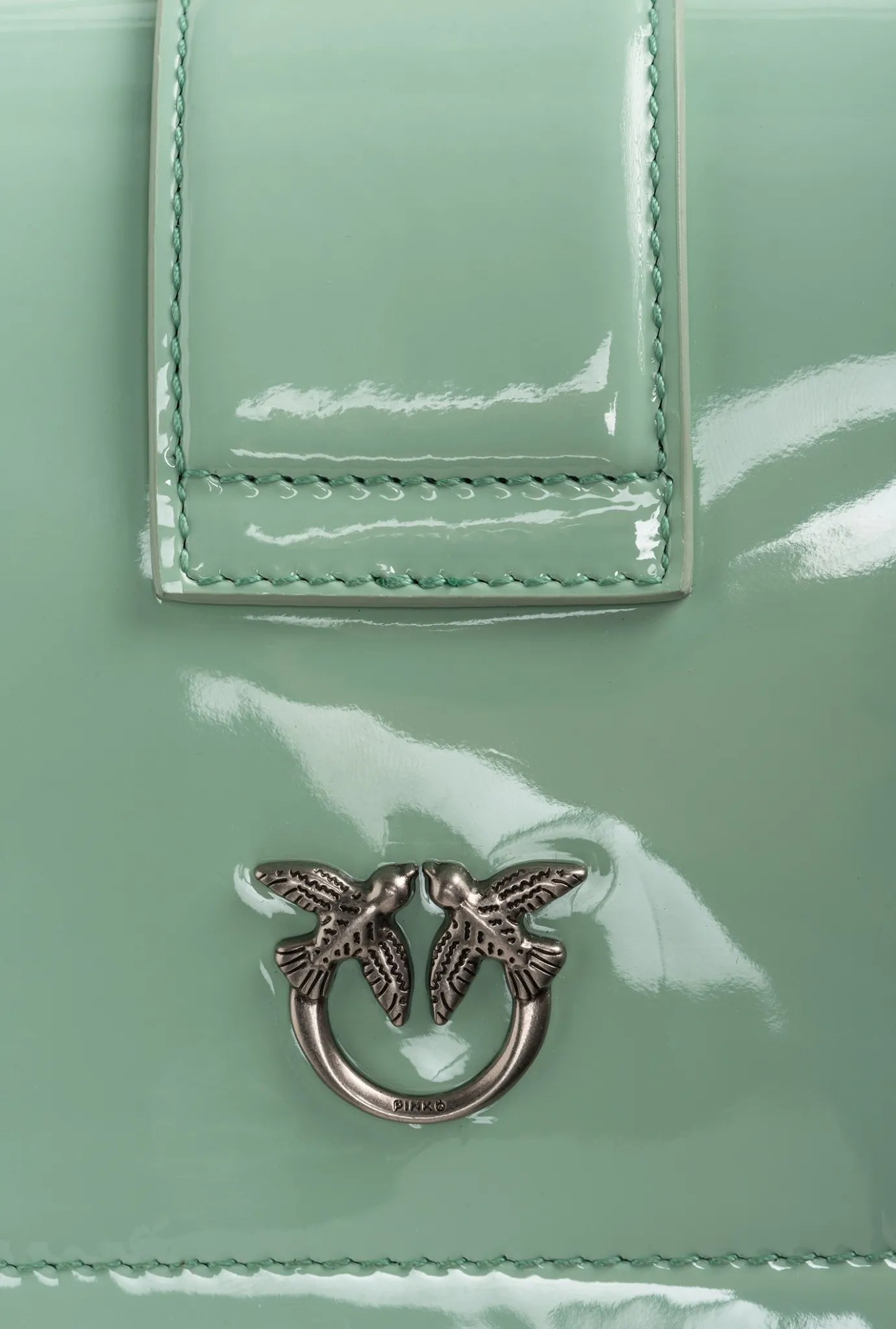 Sacs À Bandoulière|PINKO Mini Love Bag One En Cuir Degrade Brillant Galleria Vert Pastel-Vieil Argent