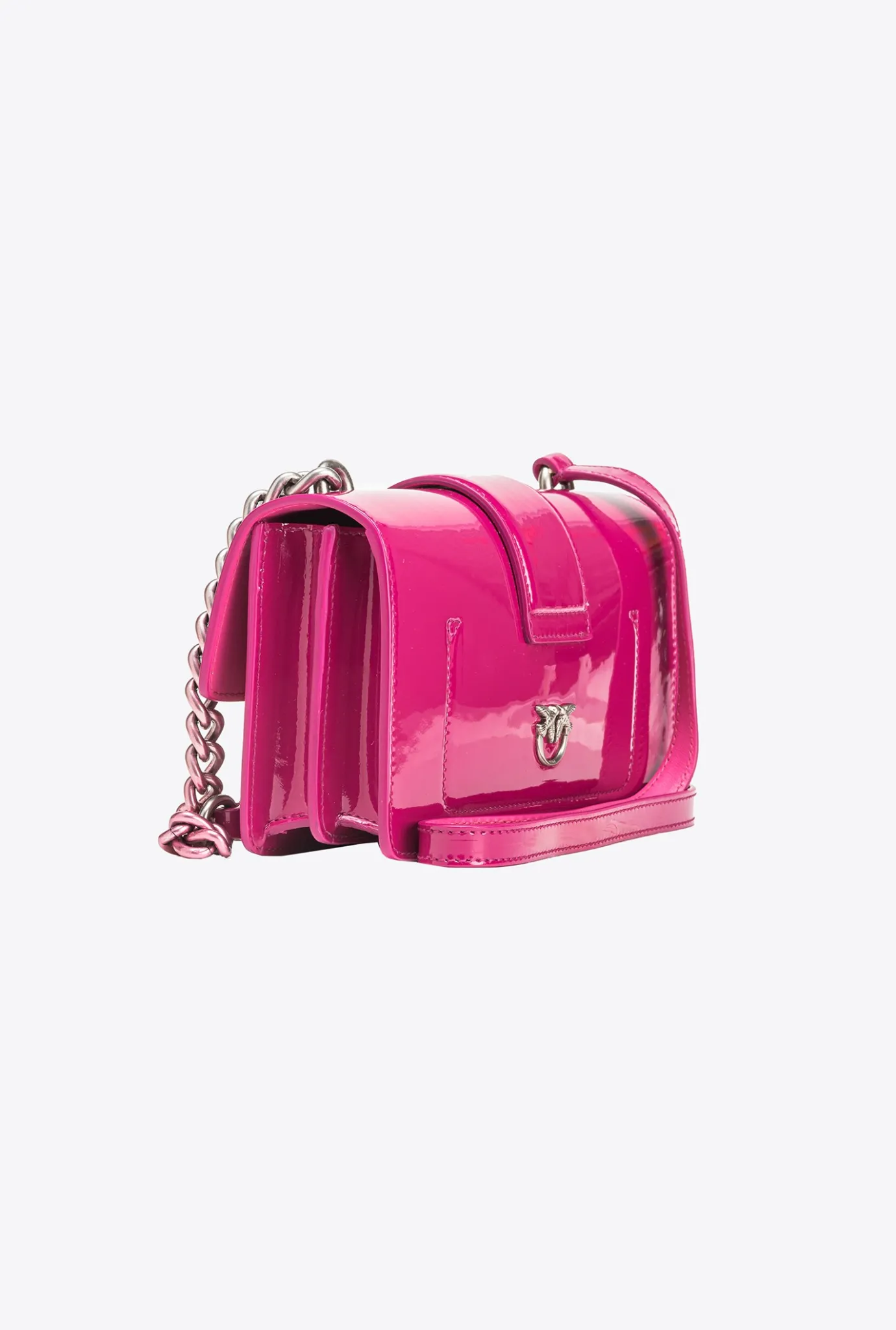 Sacs À Bandoulière|PINKO Mini Love Bag One En Cuir Degrade Brillant Galleria Baie Fuchsia-Vieil Argent