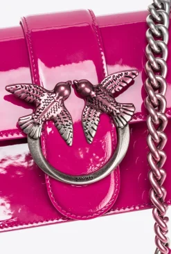 Sacs À Bandoulière|PINKO Mini Love Bag One En Cuir Degrade Brillant Galleria Baie Fuchsia-Vieil Argent