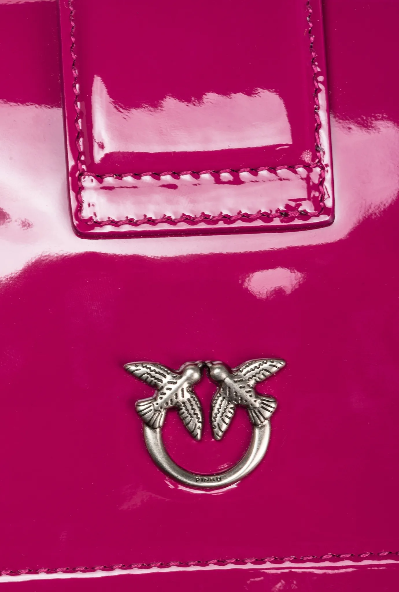 Sacs À Bandoulière|PINKO Mini Love Bag One En Cuir Degrade Brillant Galleria Baie Fuchsia-Vieil Argent
