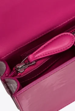 Sacs À Bandoulière|PINKO Mini Love Bag One En Cuir Degrade Brillant Galleria Baie Fuchsia-Vieil Argent