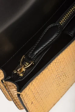 Sacs De Soirée|PINKO Mini Love Bag One En Reptile Lame Galleria Or-Or Brillant