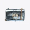 Sacs De Soirée|PINKO Mini Love Bag One En Reptile Lame Galleria Bleu Clair-Or Brillant
