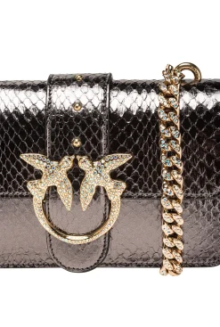 Sacs De Soirée|PINKO Mini Love Bag One En Reptile Lame Galleria Canon De Fusil-Or Brillant