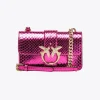 Sacs À Bandoulière|PINKO Mini Love Bag One En Reptile Lame Galleria Fuchsia-Or Brillant