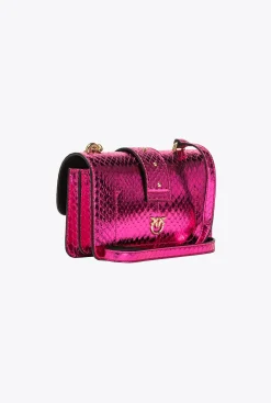 Sacs À Bandoulière|PINKO Mini Love Bag One En Reptile Lame Galleria Fuchsia-Or Brillant