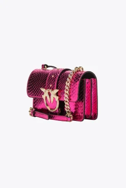 Sacs À Bandoulière|PINKO Mini Love Bag One En Reptile Lame Galleria Fuchsia-Or Brillant