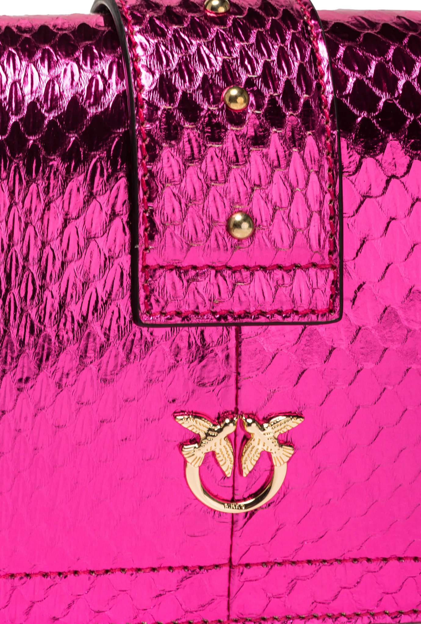 Sacs À Bandoulière|PINKO Mini Love Bag One En Reptile Lame Galleria Fuchsia-Or Brillant